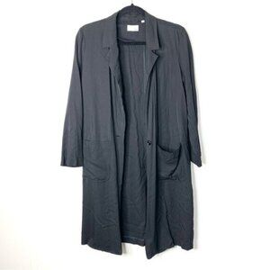 WILFRED FREE Aritzia Long Blazer Trench Coat Jacket Lightweight Black Satin S